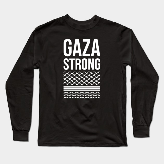 Gaza Strong Palestine Keffiyeh Long Sleeve T-Shirt by WildZeal